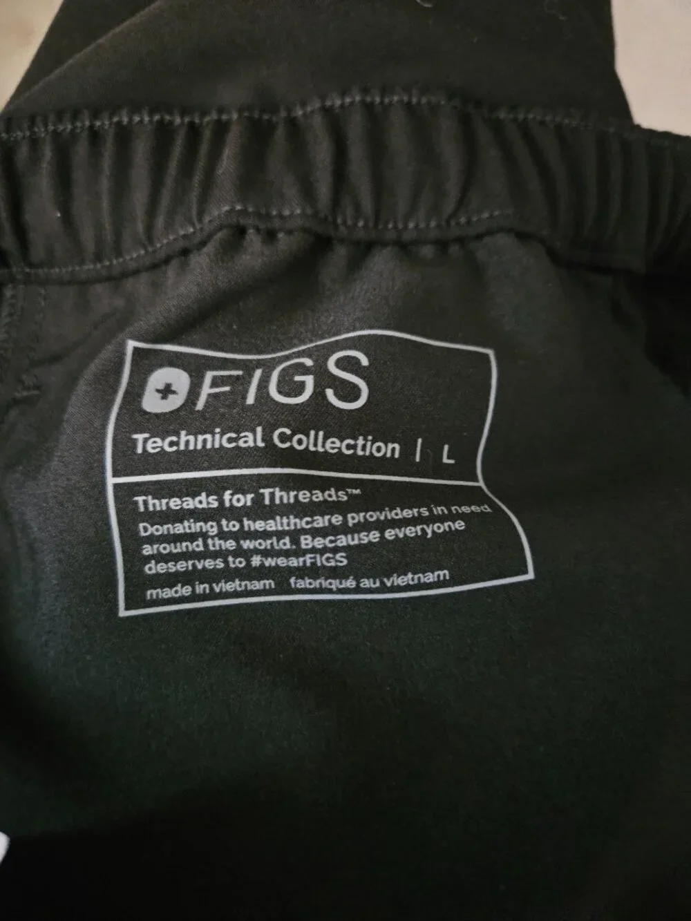 FIGS Pisco Straight Leg Scrub Pants Black Men's Large L Regular NEW Technical